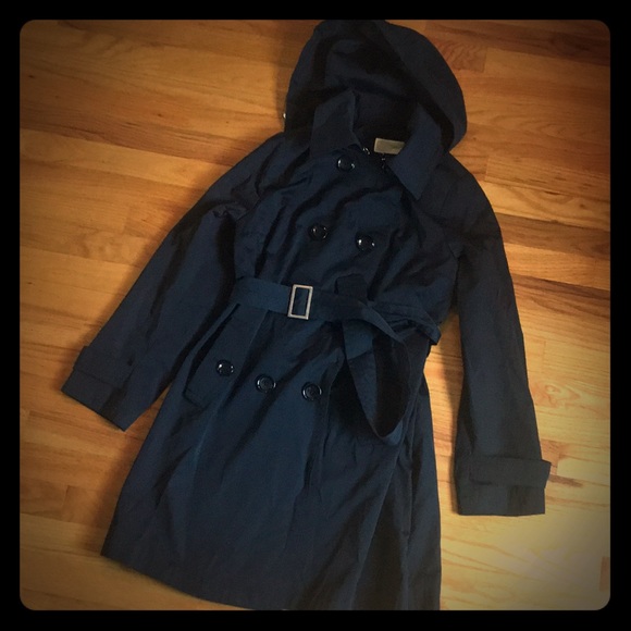 michael kors black raincoat with hood